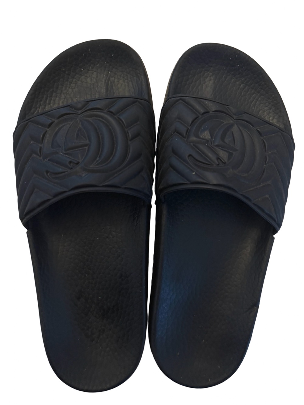 Authentic Gucci Black Quilted Logo Slide Sandals Size 6 Men’s